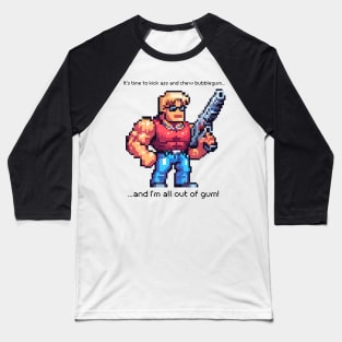 Duke Nukem Kick Ass Pixel Art Baseball T-Shirt